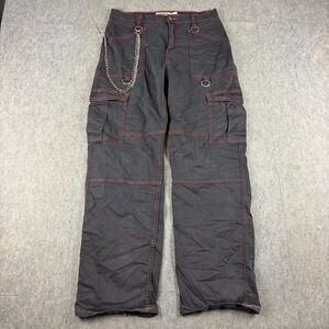 Aphrodite Hot Topic Cargo Pants Women's 9 Black Red Chain Rave Grunge 31x29.5